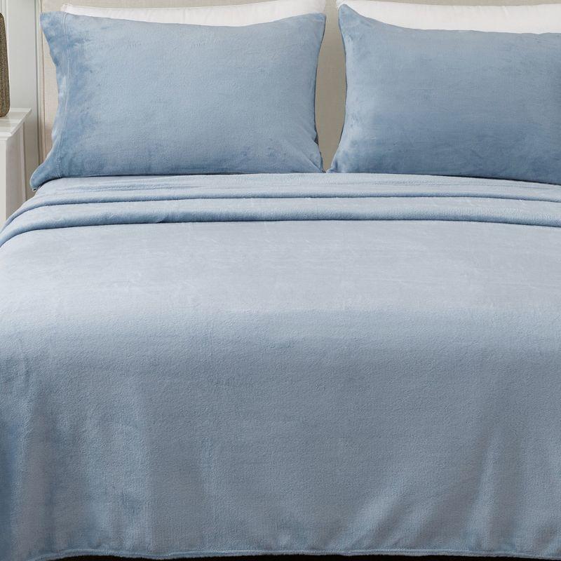 Pearl Blue Queen Velvet Plush Microfiber Sheet Set