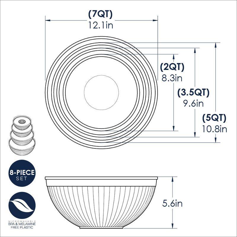 Nordic Ware 8-Piece Earth-Tone Covered Mixing Bowl Set