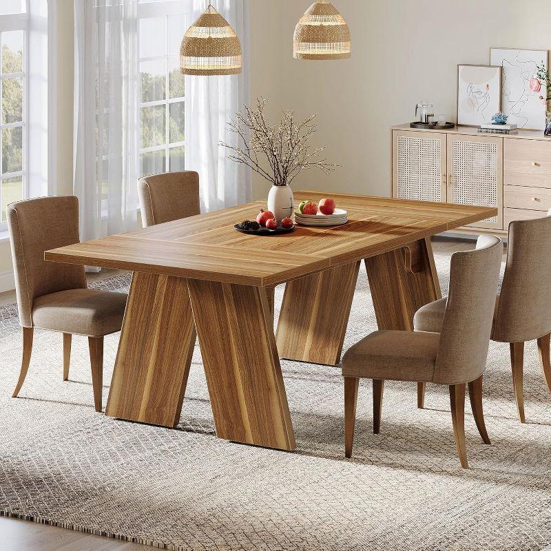 Tribesigns Farmhouse 71" Large Dining Table with Solid Wood Legs for 6 People