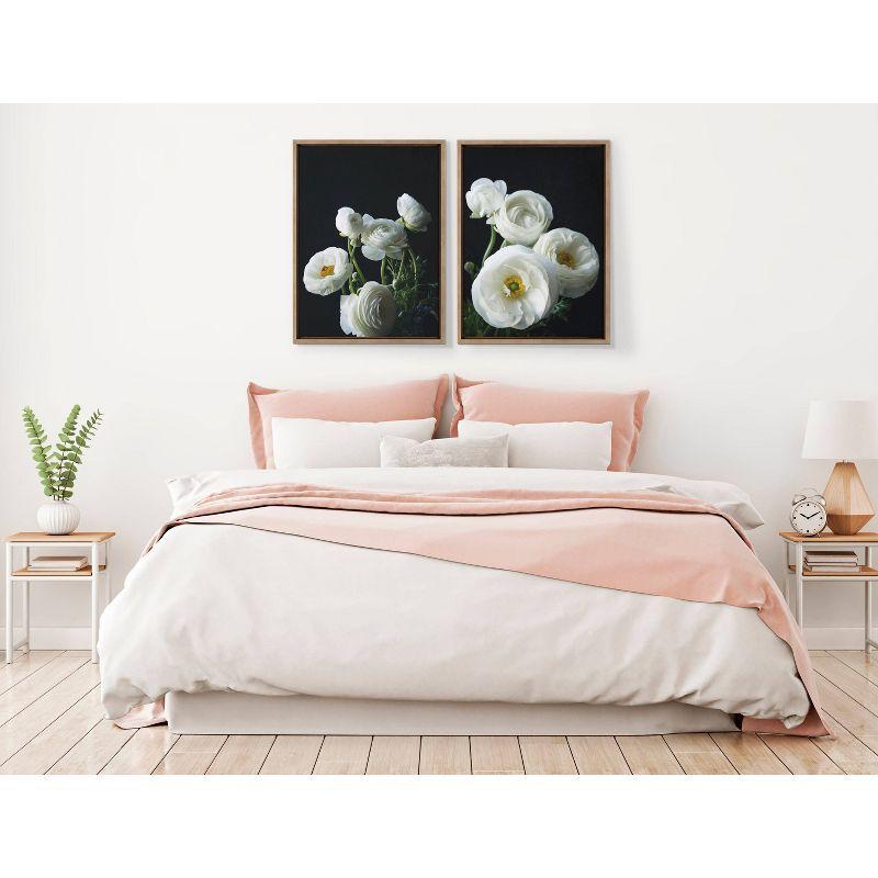 18" x 24" (Set of 2) Sylvie White Ranunculus by Emiko Mark Franzen Framed Wall Canvas Set Gold - Kate & Laurel All Things Decor: