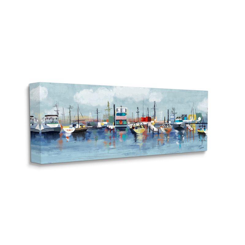 Stupell Industries " Varied Boats Docked Port Marina Ocean Landscape " by Tina Finn Painting Print