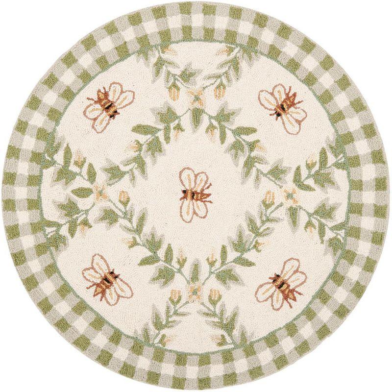 Chelsea HK55 Hand Hooked Accent Rug - Ivory/Green - 3' Round - Safavieh.