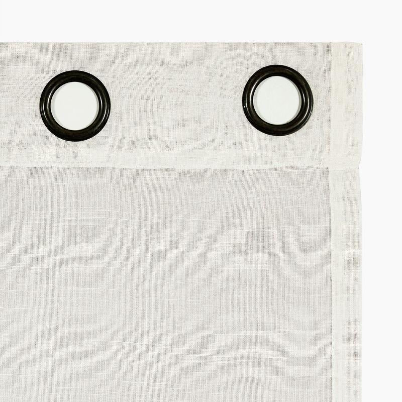 52"x84" Archaeo Light Filtering Slub Textured Linen Blend Black Grommet Top Curtain Panel Ivory: Modern Indoor Curtain