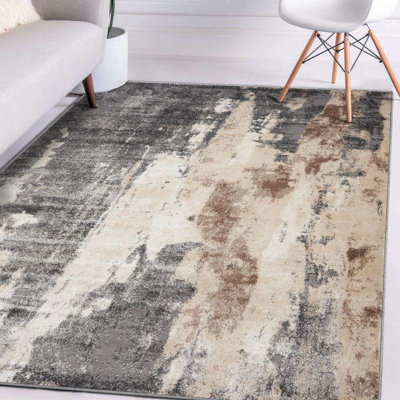 Elysian Abstract Gray Synthetic 9' x 12' Area Rug