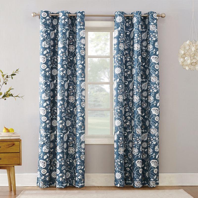 Curson Botanical Print Thermal Insulated Room Darkening Grommet Curtain Panel