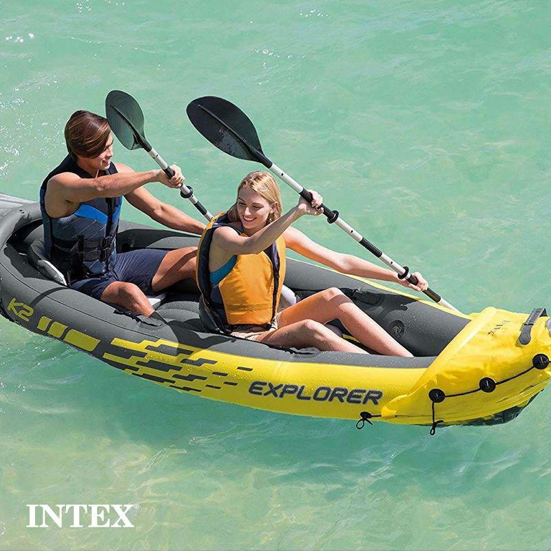 Intex Explorer K2 2-Person Inflatable Kayak with Oars and Air Pump - Yellow