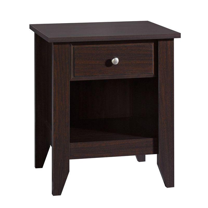 Shoal Creek Nightstand with Drawer & Storage Shelf - Jamocha Wood - Sauder: Laminated Particle Board, Rectangular Design