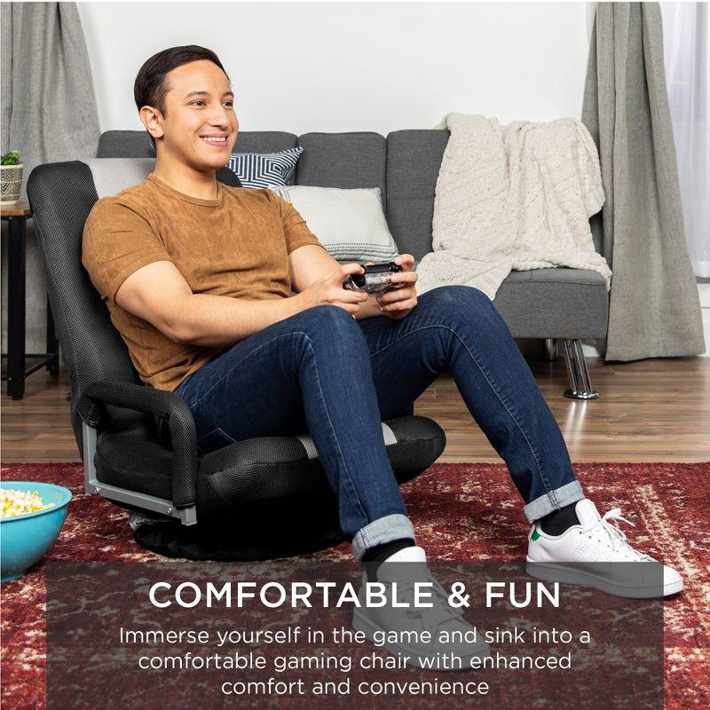 Trule Alba 360-Degree Swivel Gaming Floor Chair w/ Armrest Handles, Foldable Adjustable Back
