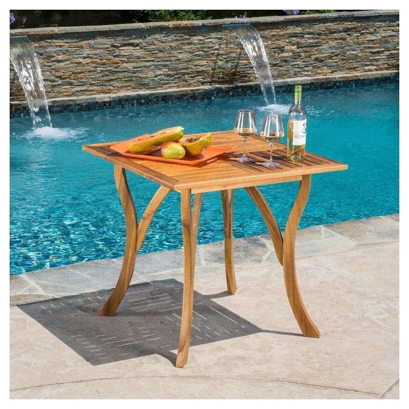 Hermosa 31.5" Square Acacia Wood Table -Teak Finish - Christopher Knight Home: Weather-Resistant, Seats 4