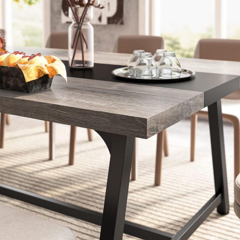 Tribesigns 70.87-inch Dining Table for 8 People, Rectangular Wood Kitchen Table with Strong Metal Frame for Dining Room for Big Family, Grey