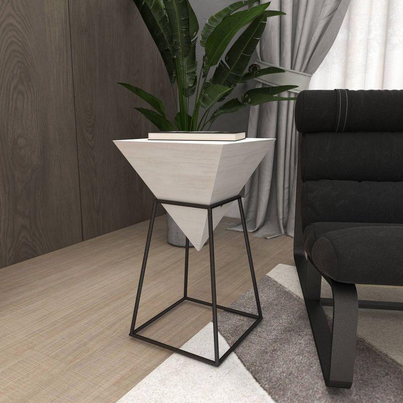 Geometric Accent Table White - Olivia & May: Modern Triangle Side Table, Metal Frame, Wood Top