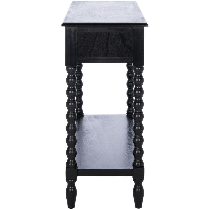 Athena Farmhouse Charm Black Wood Console Table with Storage