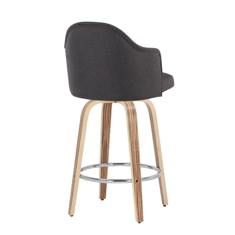 Set of 2 Ahoy Polyester/Metal/Wood Counter Height Barstools Zebra/Chrome/Charcoal - LumiSource