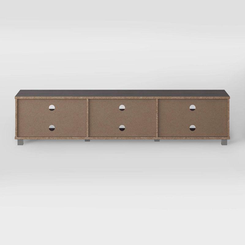 CorLiving Hollywood TV Stand for TVs up to 85" Wood Grain Gray : Modern Entertainment Center with Open Shelves, Adjustable Storage
