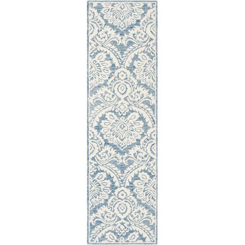 Blossom BLM106 Hand Tufted Indoor Runner Rug - Blue/Ivory - 2'3"x6' - Safavieh