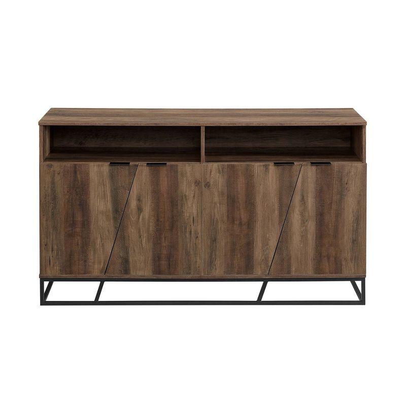 58" 4 Door Contemporary Storage Console Sideboard Rustic Oak - Saracina Home: Modern Laminated MDF Credenza