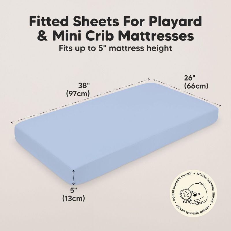 KeaBabies Mini Crib Sheets for Baby Girls, Boys, 2-Pack Soothe Pack and Play Sheets Fitted, Organic Pack N Play Mattress Sheet (Blue Flax)