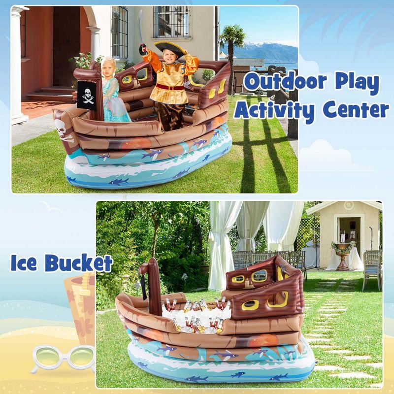 Costway Inflatable Pirate Ship Playhouse with Built in Motor Inflatable Toy Sword