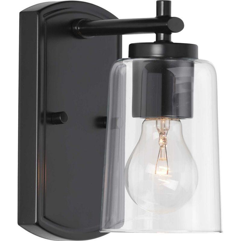 Progress Lighting Adley 1-Light Bath Wall Light, Black Finish, Clear Glass Shade