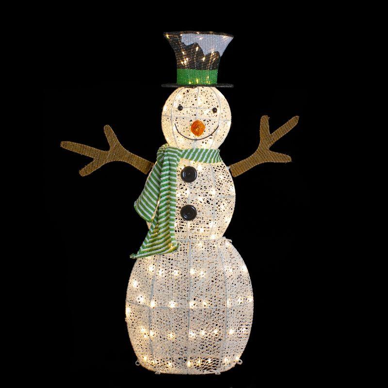 Northlight 43" LED Lighted Snowman with Top Hat and Green Scarf Outdoor Christmas Decoration