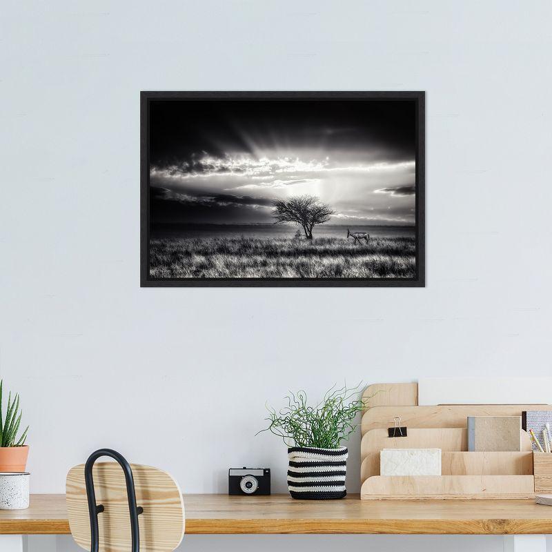 Amanti Art sunrise with hartebeest by Piet Flour Canvas Wall Art Print Framed 23-in. x 16-in.