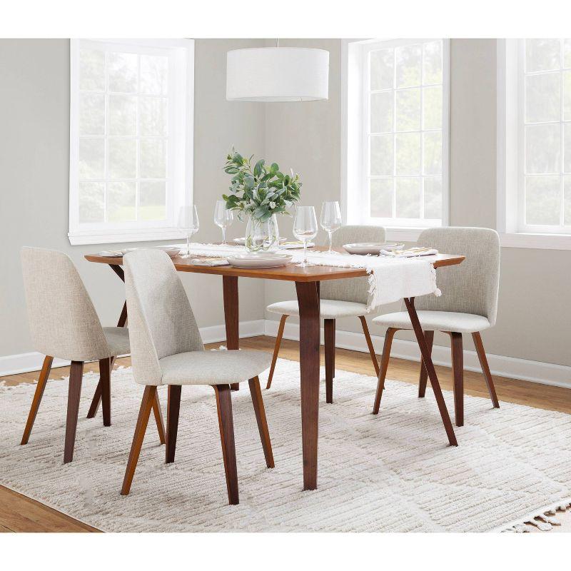Set of 2 Toriano Dining Chairs Walnut/Beige: LumiSource, Upholstered, Mid-Century Modern, Wood Legs