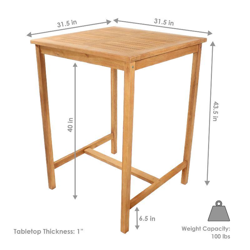 Sunnydaze 31.5" Square Teak Wood Outdoor Bar Table