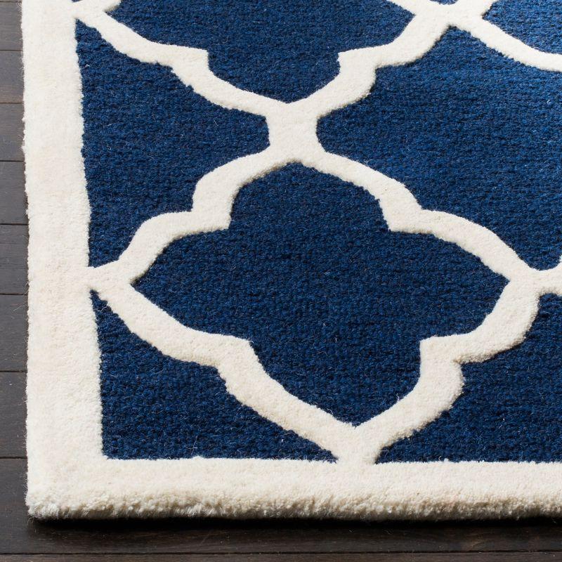 Navy and Ivory Hand-Tufted Wool 3' x 5' Area Rug