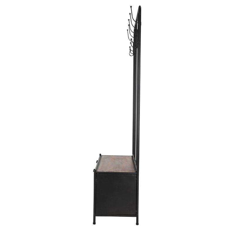 Hall Tree Coat Rack with Storage Drawers Black - Olivia & May: Entryway Organizer, 10 Hooks, Metal Frame