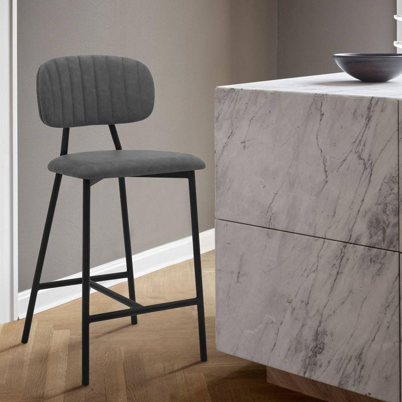 26" Rococo Counter Stool with Faux Leather and Metal Finish - Armen Living