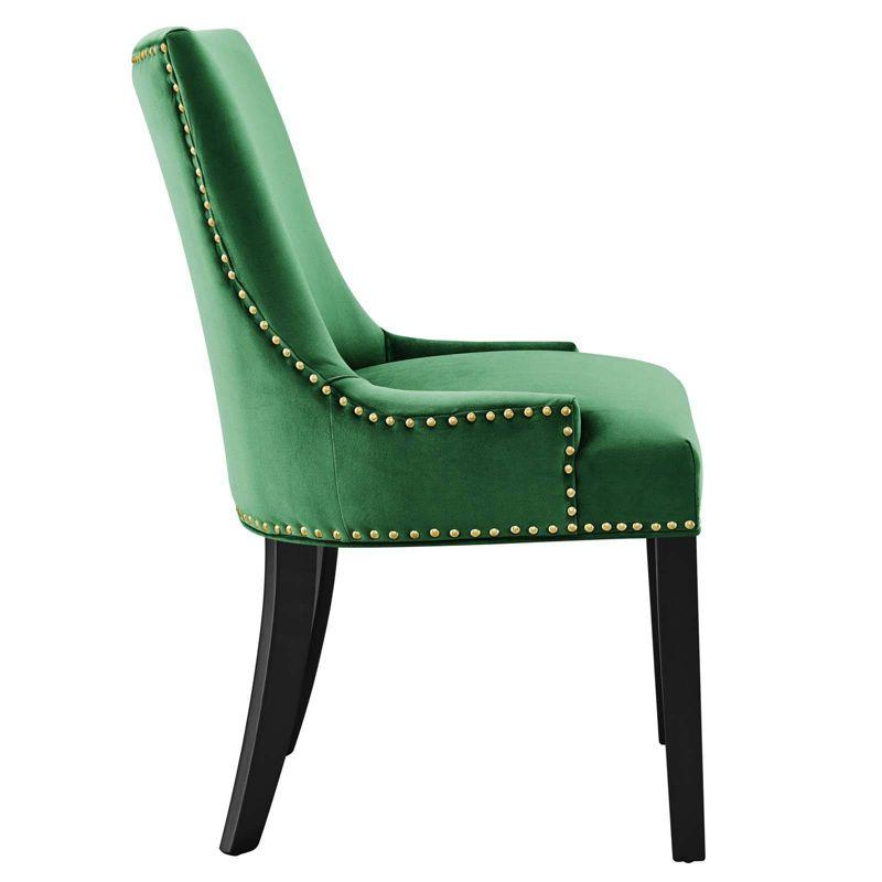 Set of 2 Marquis Performance Velvet Dining Chairs Emerald - Modway: Upholstered Wood Frame, Spot Clean