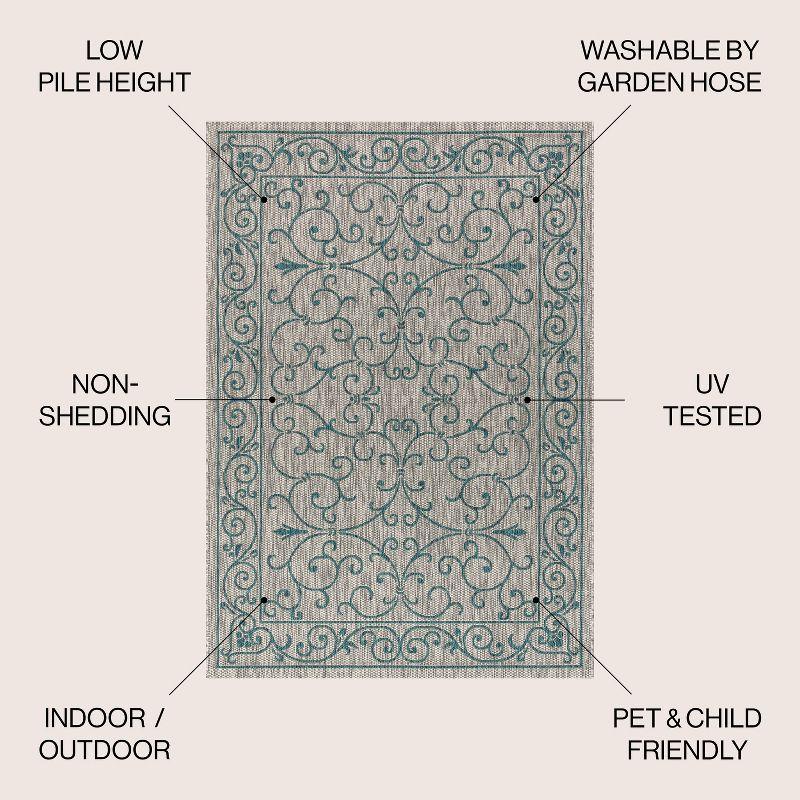 Charleston Vintage Filigree Textured Weave Indoor/Outdoor Area Rug  - JONATHAN Y