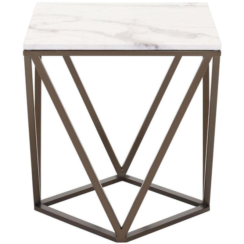 Zuo Tintern End Table White & Antique Brass