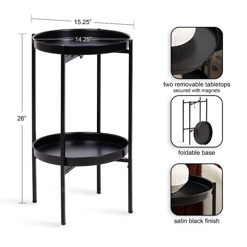 Kate and Laurel Celia Round 2-Tier Metal Foldable Tray Table