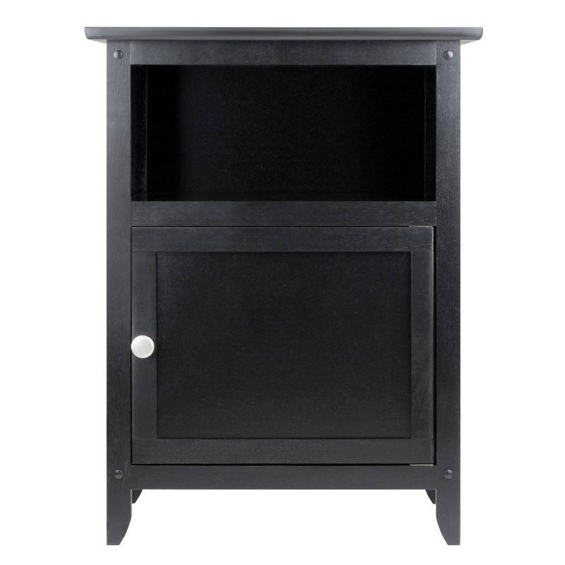 Winsome End Table - Black: Hardwood Frame, Wood Veneer Top, Living Room Accent Table with Shelf