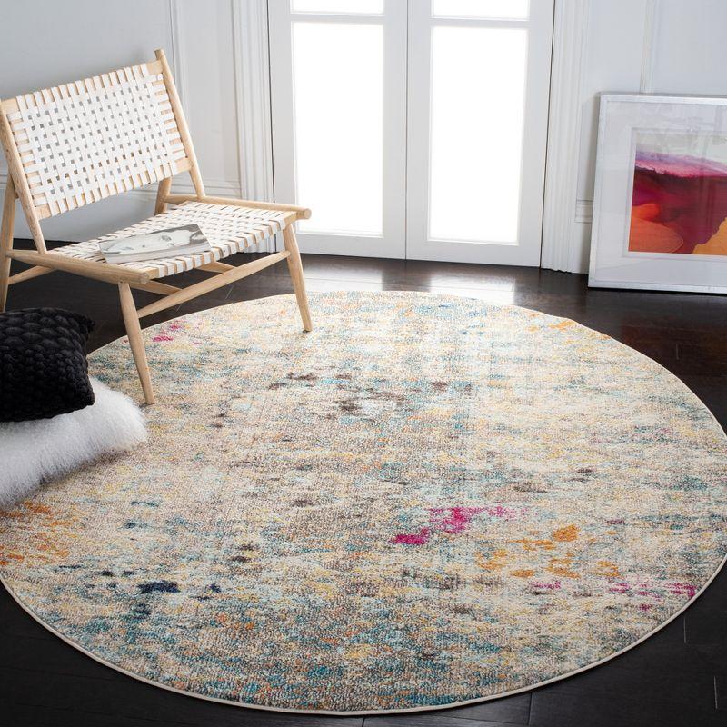 Madison MAD425 Power Loomed Indoor Accent Rug - Grey/Gold - 3' Round - Safavieh