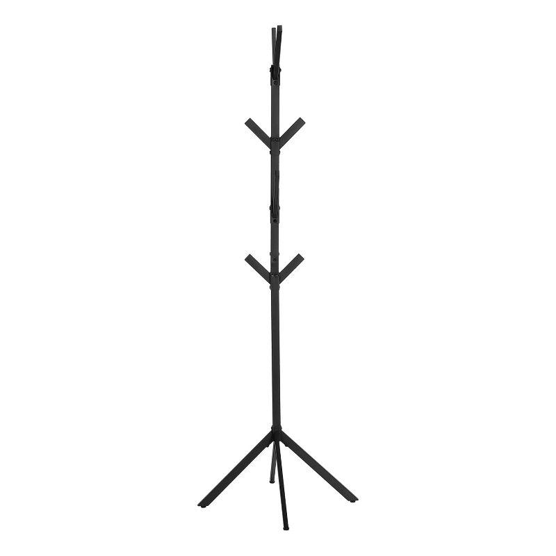 Monarch Specialties Coat Rack Hall Tree Free Standing 8 Hooks Entryway 70InchH Bedroom Metal Black Contemporary Modern