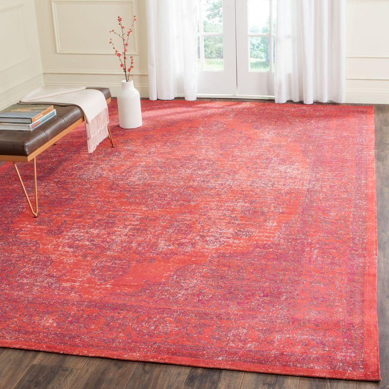 Vintage Red and Orange Wool Cotton Flat Woven Rug, 8' x 11'