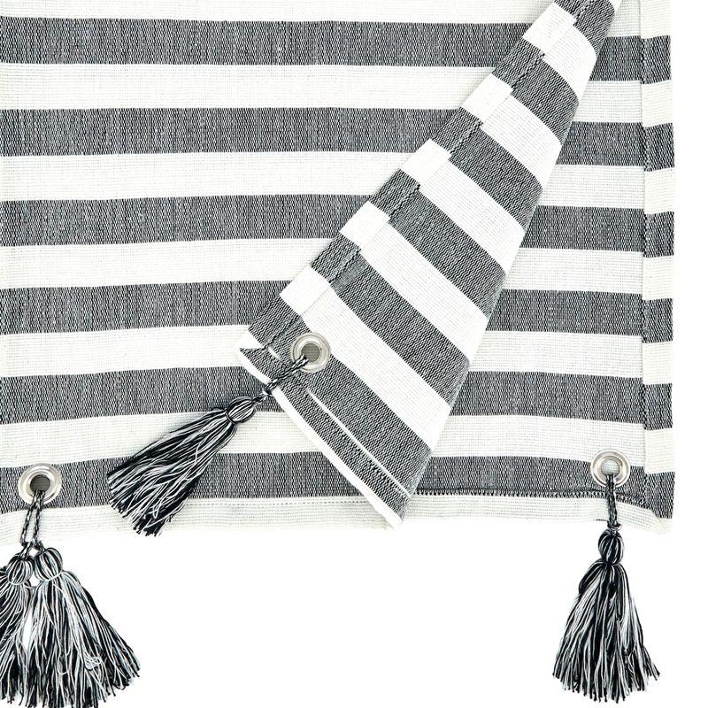 Saro Lifestyle Striped Tassel Runner, Black/White, 16" x 72"