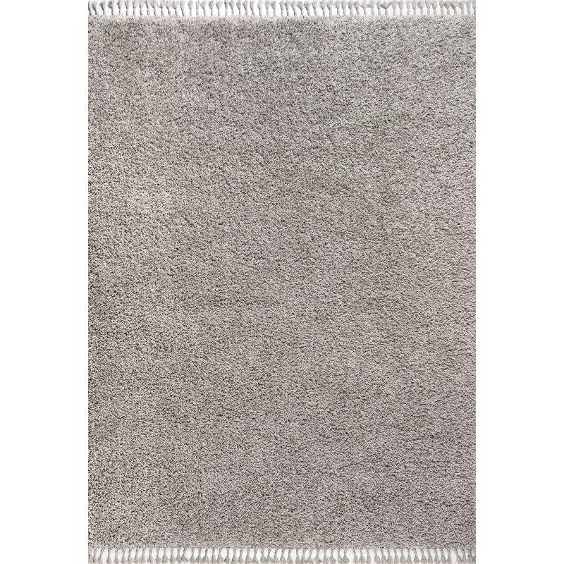 3'x5' Mercer Shag Plush Tassel Area Rug, Grey - JONATHAN Y