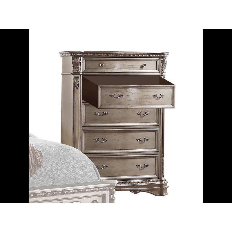 42" Northville Chest Antique Silver - Acme Furniture: 5-Drawer Wood Storage, Metal Glides, No Assembly Required