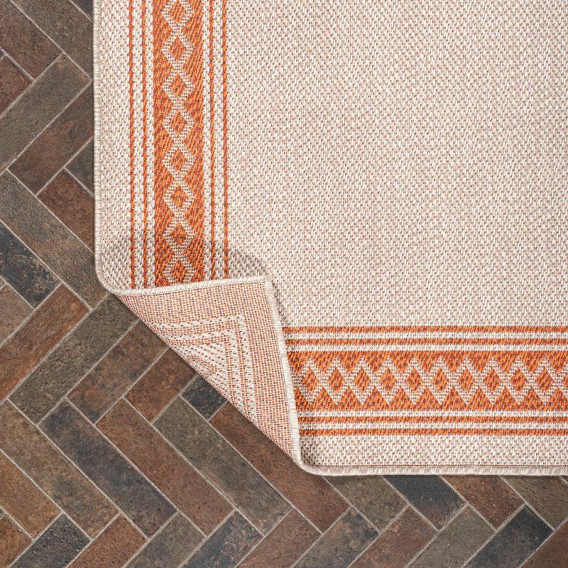 3' x 5' Lucia Classic Diamond Border Indoor/Outdoor Area Rug, Cream/Orange - JONATHAN Y