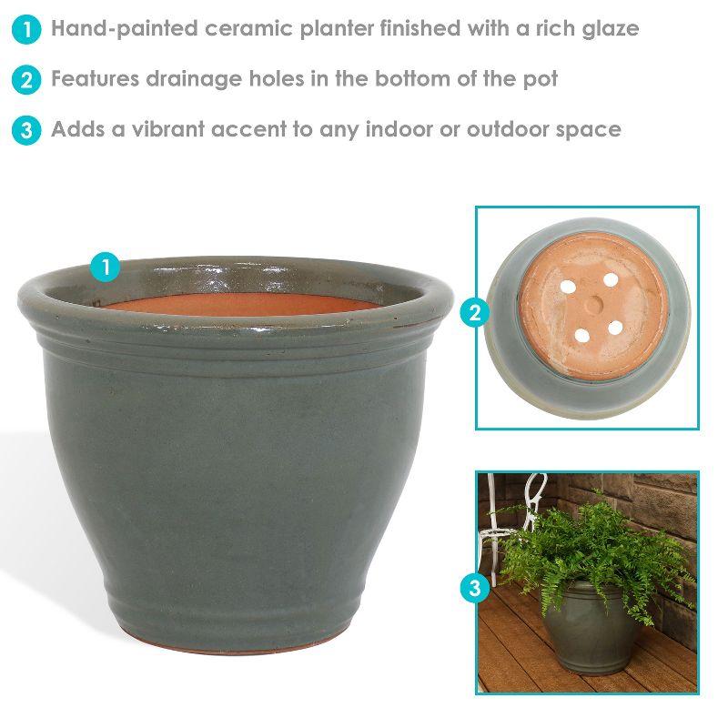 Sunnydaze Studio Outdoor/Indoor  UV- and Frost-Resistant Ceramic Flower Pot Planter with Drainage Holes