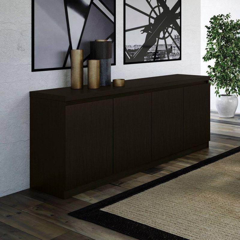 62.99" Viennese 6 Shelves Buffet Cabinet Matte Black - Manhattan Comfort: Modern Credenza Console