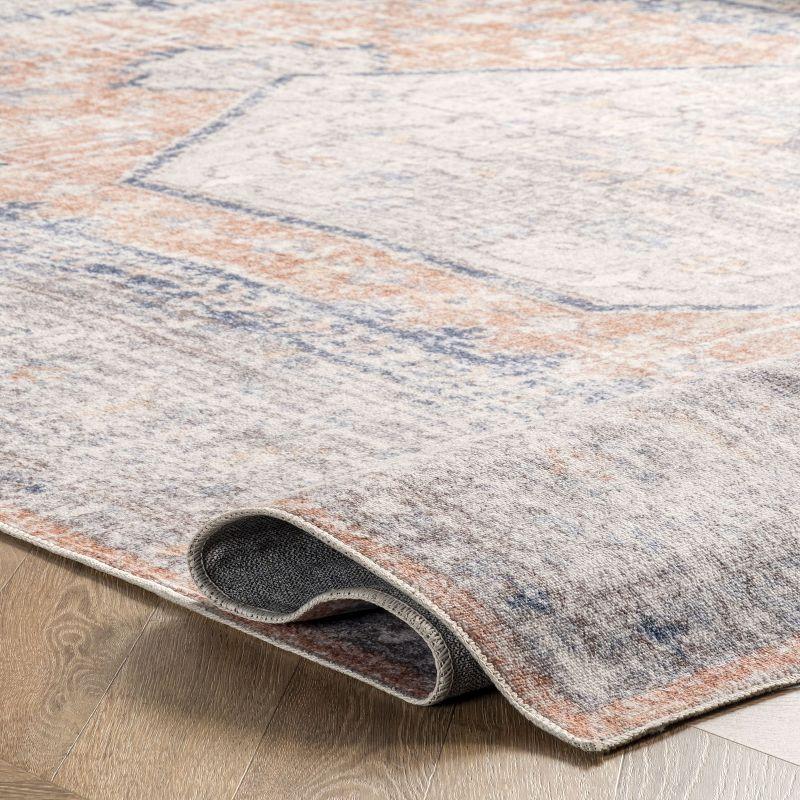Nuloom 6 Square Machine Washable Rain Haven Vintage Medallion Indoor Area Rug, Peach Non-Slip Backing, Stain Resistant,  BedroomLiving Room, Kitchen