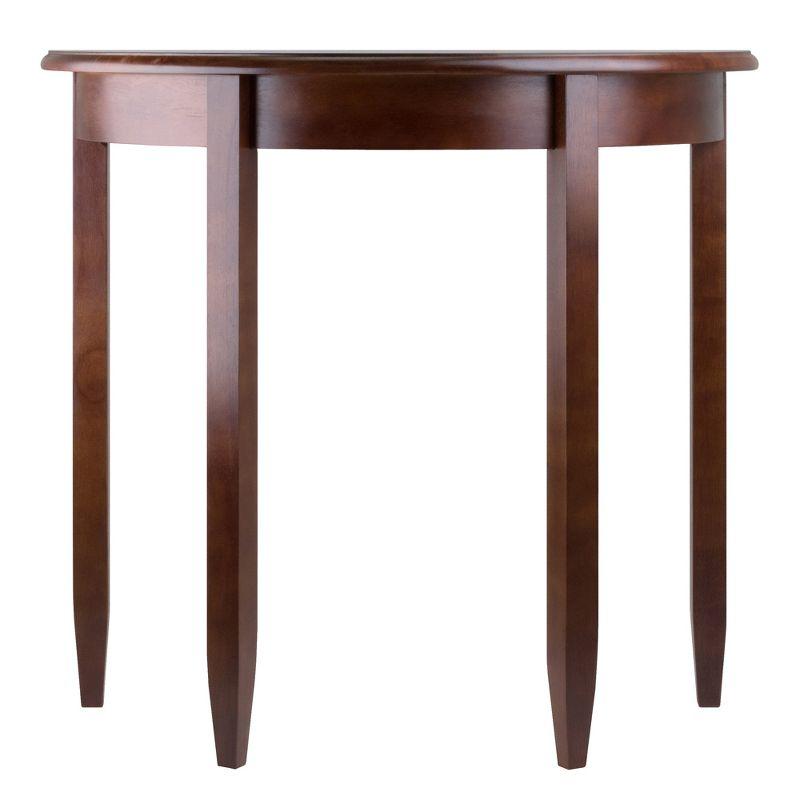 Concord Half Moon Accent Table: Antique Walnut, Tapered Legs, Space-Saving Design - Winsome