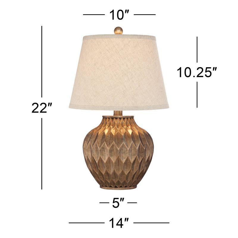 360 Lighting Buckhead Modern Accent Table Lamp 22" High Warm Bronze Brown Sculptural Geometric Drum Shade for Bedroom Living Room Bedside Nightstand