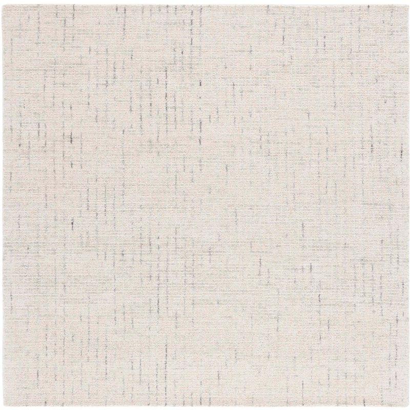 Ivory and Light Grey Abstract Wool 8' x 8' Square Rug