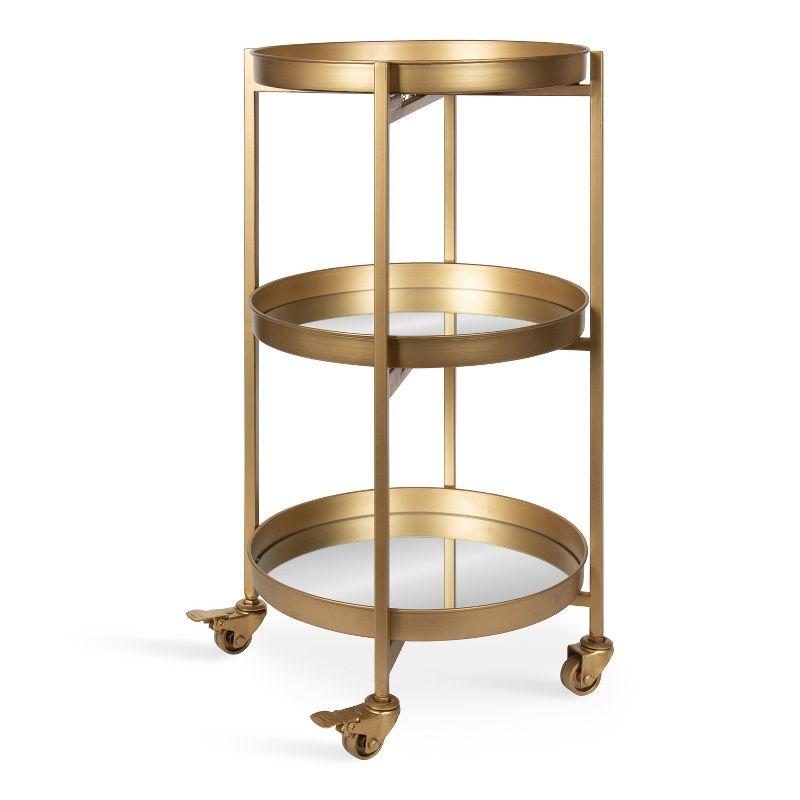 Kate and Laurel Celia Round Metal Bar Cart, 14x14x28, Gold