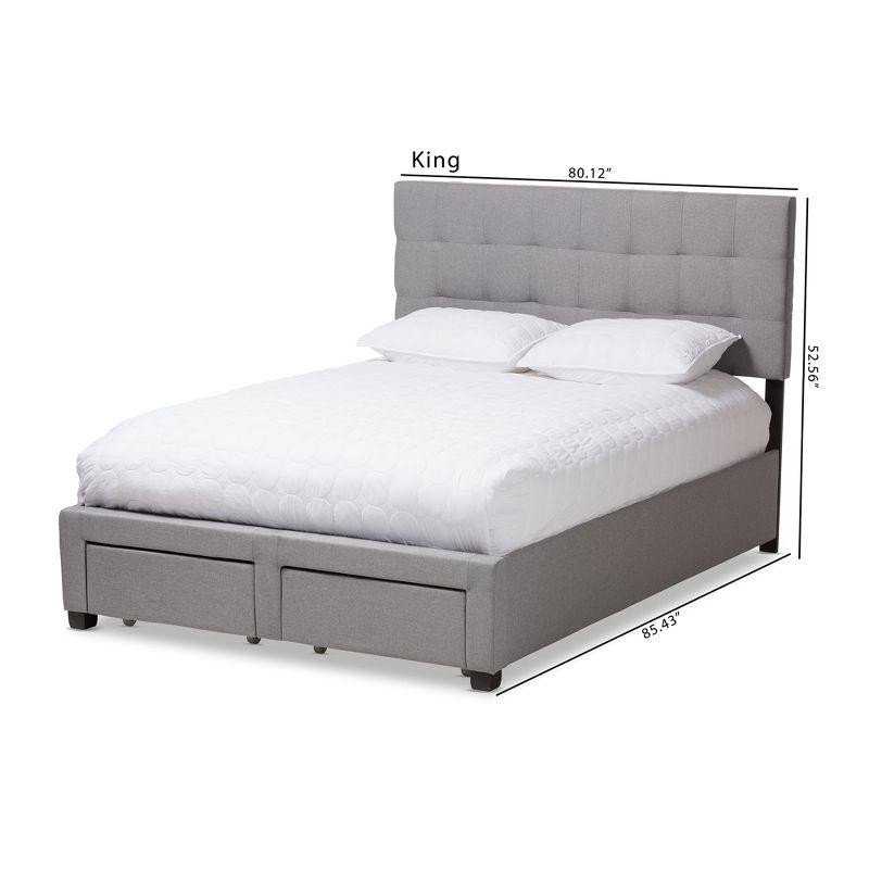 Queen Tibault Modern and Contemporary Fabric Upholstered Storage Bed Gray - Baxton Studio
